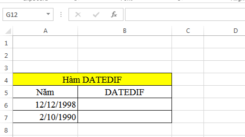 Hàm DATEDIF trong Excel – Tính số ngày, tháng, năm giữa 2 thời điểm