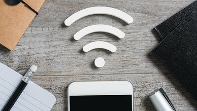 wi-fi symbol above a phone