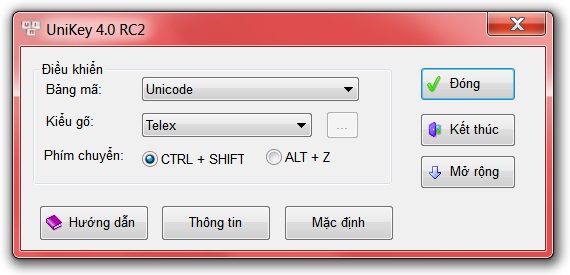 Phím tắt Unikey trên máy tính