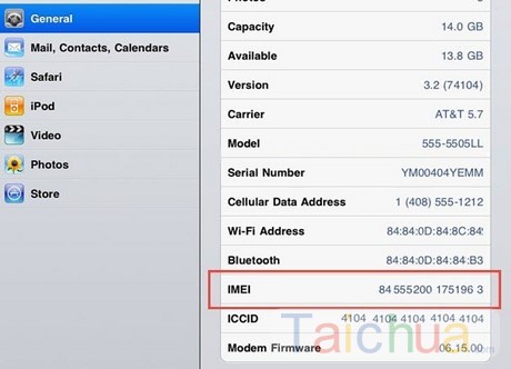 Hướng dẫn check iMei iPad đơn giản