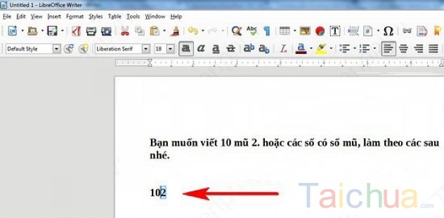 Hướng dẫn chèn số mũ trong LibreOffice