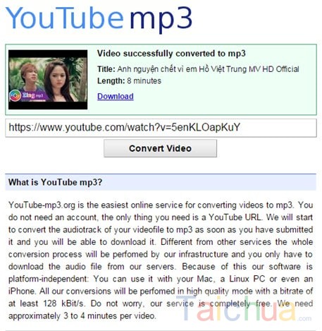 Hướng dẫn đổi video Youtube sang MP3 trực tuyến