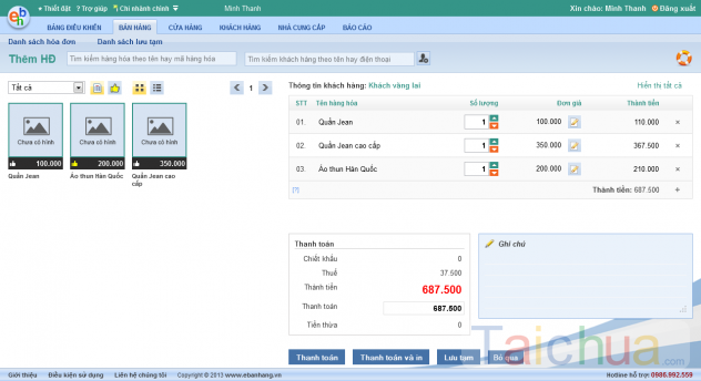 Ebanhang – Phần mềm quản lý bán hàng