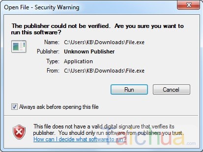 Cách gỡ bỏ cảnh báo Open File - Security Warning