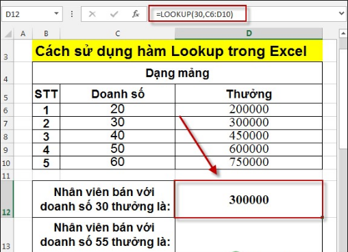 Hàm LOOKUP trong Excel – Tìm kiếm một hàng hoặc một cột