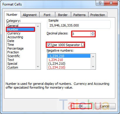 Hướng dẫn cách hiển thị dấu phẩy phân cách số trong excel