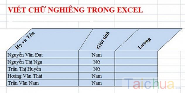 Hướng dẫn viết chữ nghiêng bất kì trong bảng tính Excel