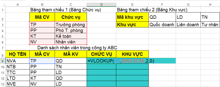 Cách tham chiếu các hàm trong Excel