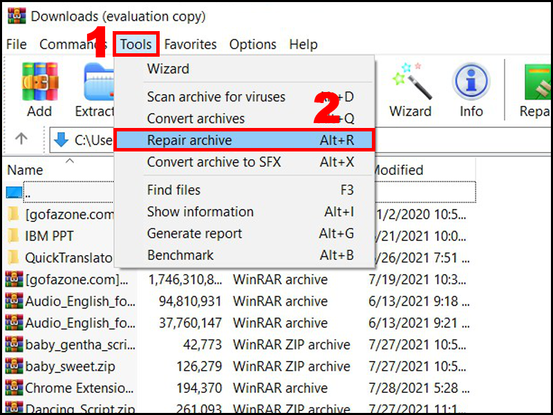 Khắc phục lỗi "the archive is either in unknown format or damaged" trong WinRar