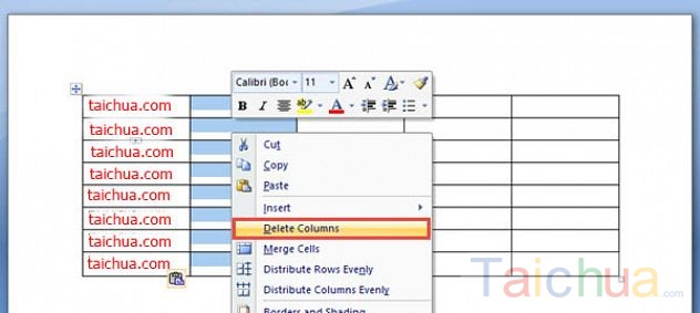 Hướng dẫn xóa dòng, cột trong word 2007, 2010, 2013