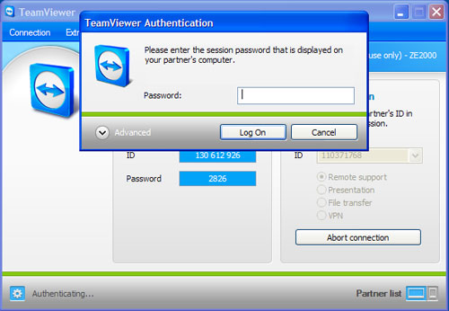 Điền password teamviewer